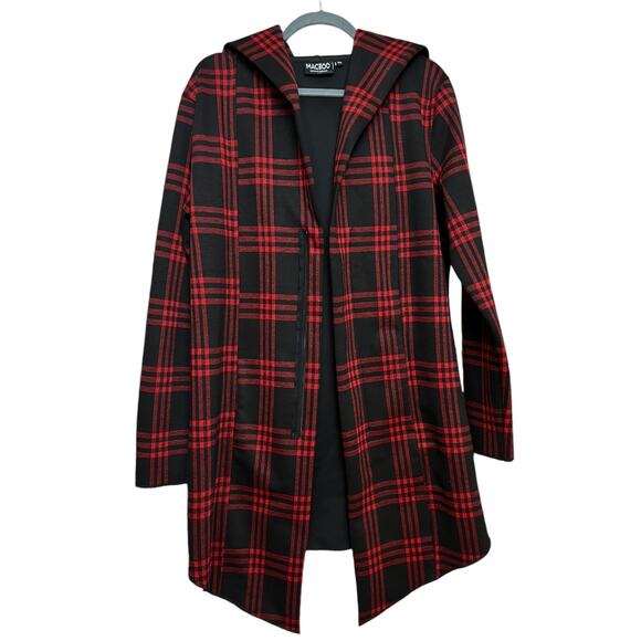 Maceoo Plaid Hooded Jacket Signature Sport Cardigan Sz S Long Sleeve Zip Closure - Picture 5 of 13